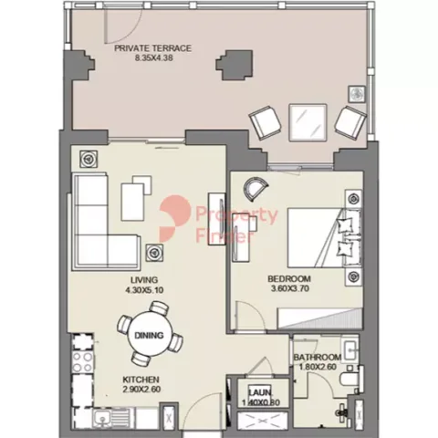 Floor plan, 1 Bed, 987 sq ft