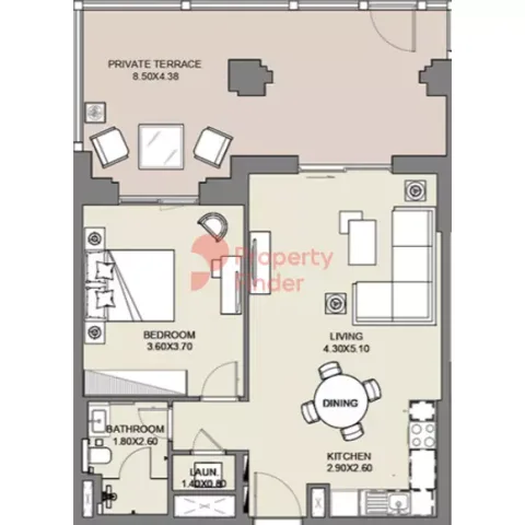 Floor plan, 1 Bed, 990 sq ft