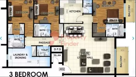 Floor plan, 3 Beds, 0 sq ft