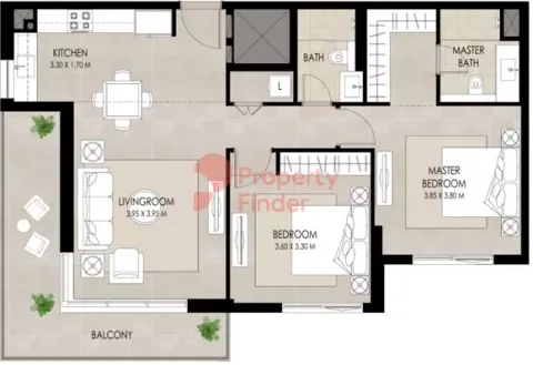 Floor plan, 2 Beds, 1,111 sq ft