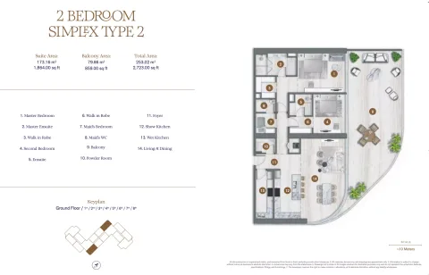 Floor plan, 2 Beds, 2,723 sq ft