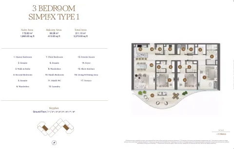 Floor plan, 3 Beds, 2,272 sq ft