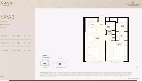 Floor plan, 1 Bed, 708 sq ft