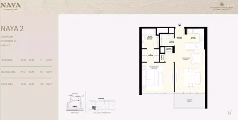 Floor plan, 1 Bed, 789 sq ft