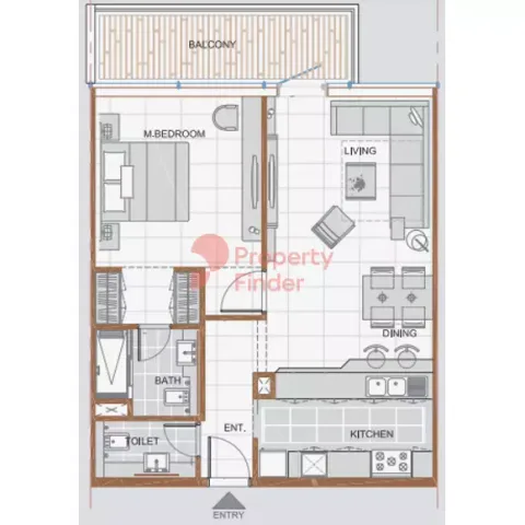 Floor plan, 1 Bed, 753 sq ft
