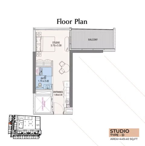Floor plan, Studio, 449 sq ft