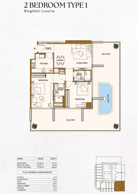 Floor plan, 2 Beds, 1,859 sq ft