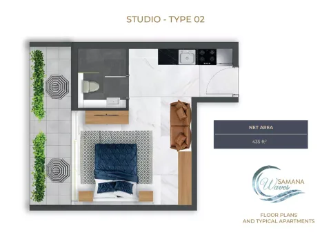 Floor plan, Studio, 435 sq ft