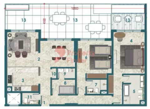 Floor plan, 2 Beds, 2,160 sq ft