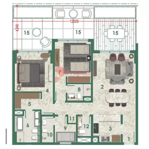 Floor plan, 2 Beds, 1,729 sq ft