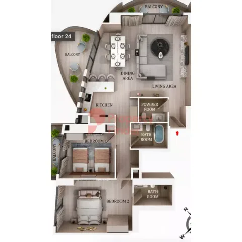 Floor plan, 2 Beds, 1,625 sq ft
