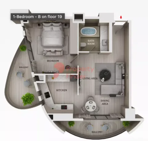 Floor plan, 1 Bed, 921 sq ft