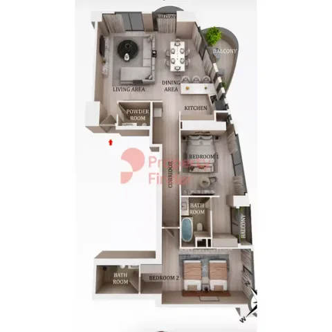 Floor plan, 2 Beds, 1,740 sq ft