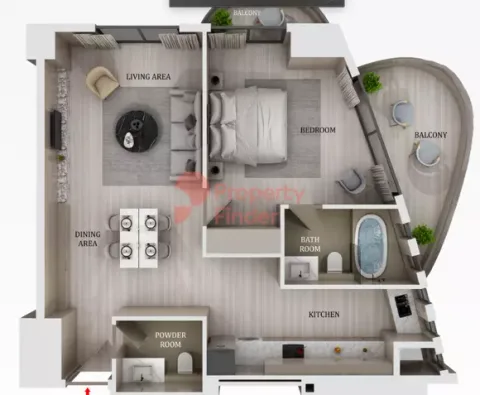 Floor plan, 1 Bed, 912 sq ft
