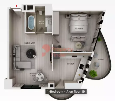 Floor plan, 1 Bed, 840 sq ft
