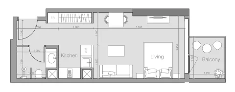 Floor plan, Studio, 427 sq ft