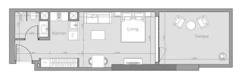 Floor plan, Studio, 566 sq ft