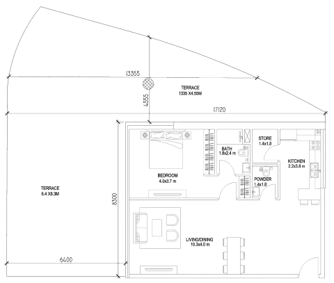 Floor plan, 1 Bed, 2,224 sq ft