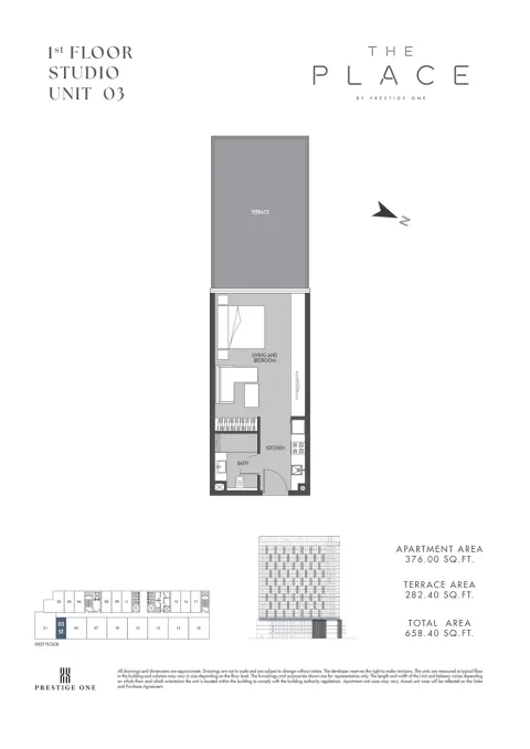 Floor plan, Studio, 658 sq ft