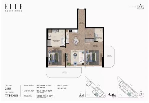 Floor plan, 2 Beds, 1,182 sq ft