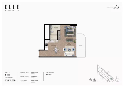 Floor plan, 1 Bed, 710 sq ft