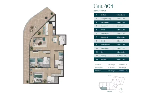 Floor plan, 2 Beds, 1,799 sq ft