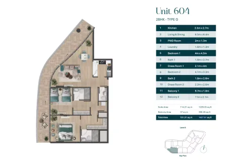 Floor plan, 2 Beds, 1,628 sq ft