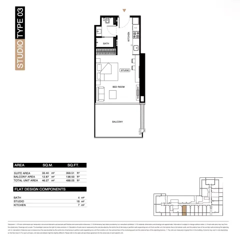 Floor plan, Studio, 498 sq ft