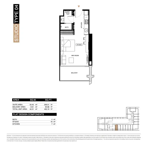 Floor plan, Studio, 452 sq ft