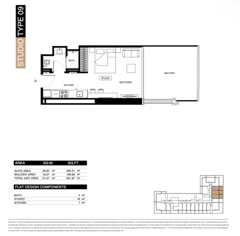Floor plan, Studio, 551 sq ft