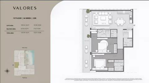 Floor plan, 2 Beds, 1,325 sq ft