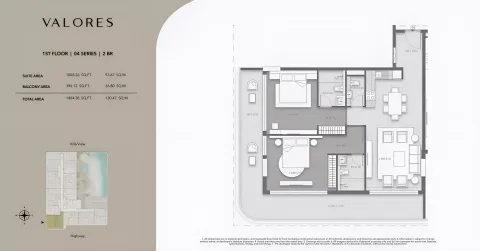Floor plan, 2 Beds, 1,404 sq ft