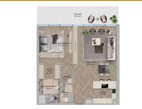 Floor plan, 1 Bed, 1,184 sq ft