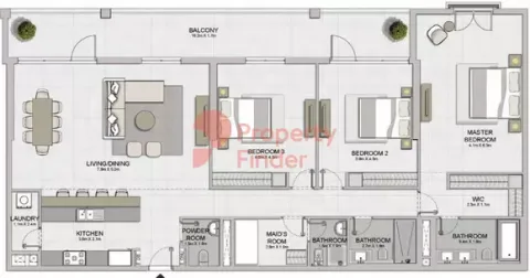 Floor plan, 3 Beds, 2,295 sq ft