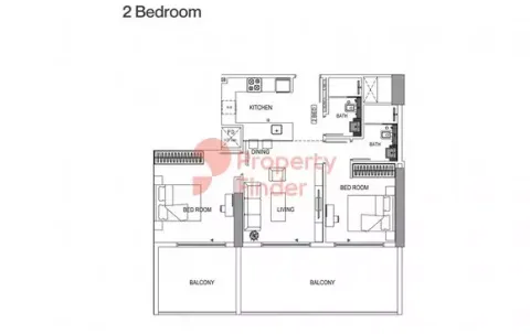 Floor plan, 2 Beds, 0 sq ft
