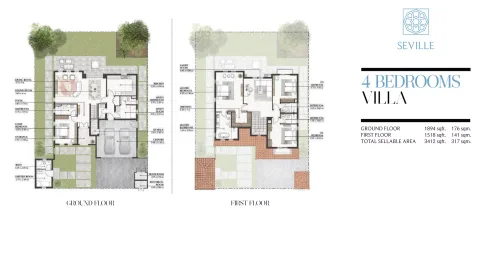 Floor plan, 4 Beds, 3,412 sq ft
