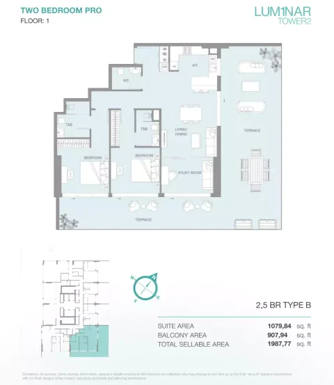 Floor plan, 3 Beds, 1,987 sq ft