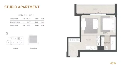 Floor plan, Studio, 506 sq ft