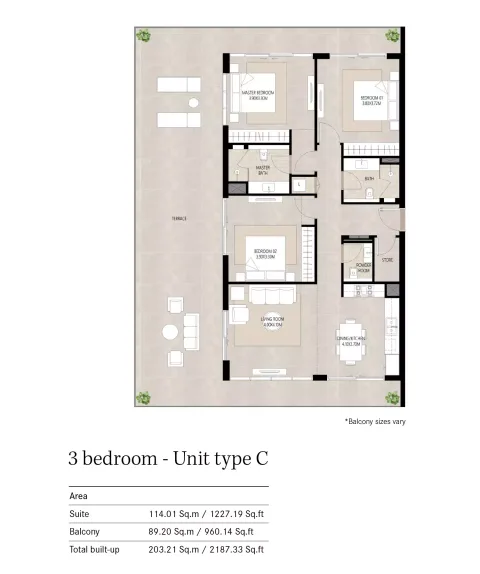 Floor plan, 3 Beds, 2,187 sq ft