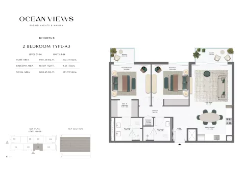 Floor plan, 2 Beds, 1,205 sq ft