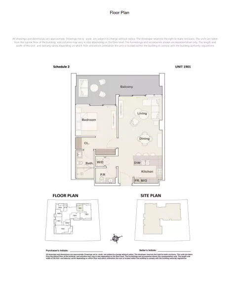 Floor plan, 1 Bed, 988 sq ft