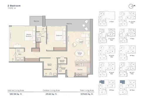 Floor plan, 2 Beds, 1,479 sq ft
