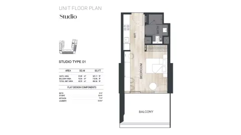 Floor plan, Studio, 454 sq ft