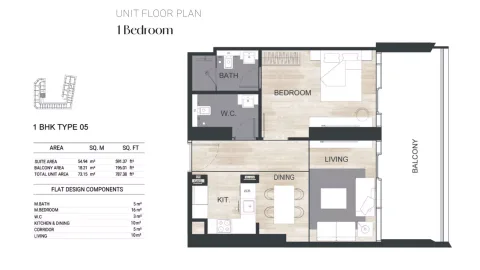 Floor plan, 1 Bed, 787 sq ft