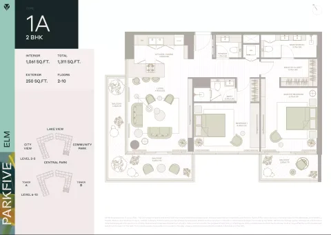 Floor plan, 2 Beds, 1,311 sq ft