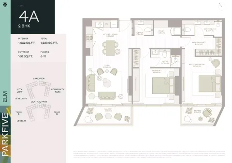 Floor plan, 2 Beds, 1,223 sq ft