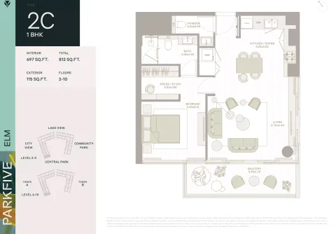 Floor plan, 1 Bed, 812 sq ft
