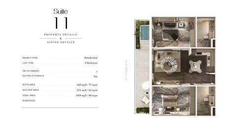 Floor plan, 2 Beds, 1,059 sq ft