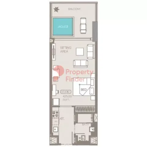 Floor plan, Studio, 425 sq ft