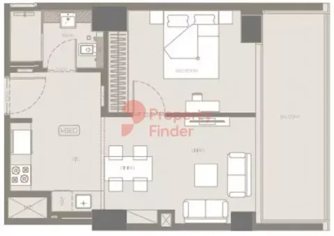 Floor plan, 1 Bed, 627 sq ft